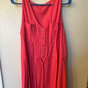 Knee length, coral dress.  Size medium.  Tie waist. Never worn.